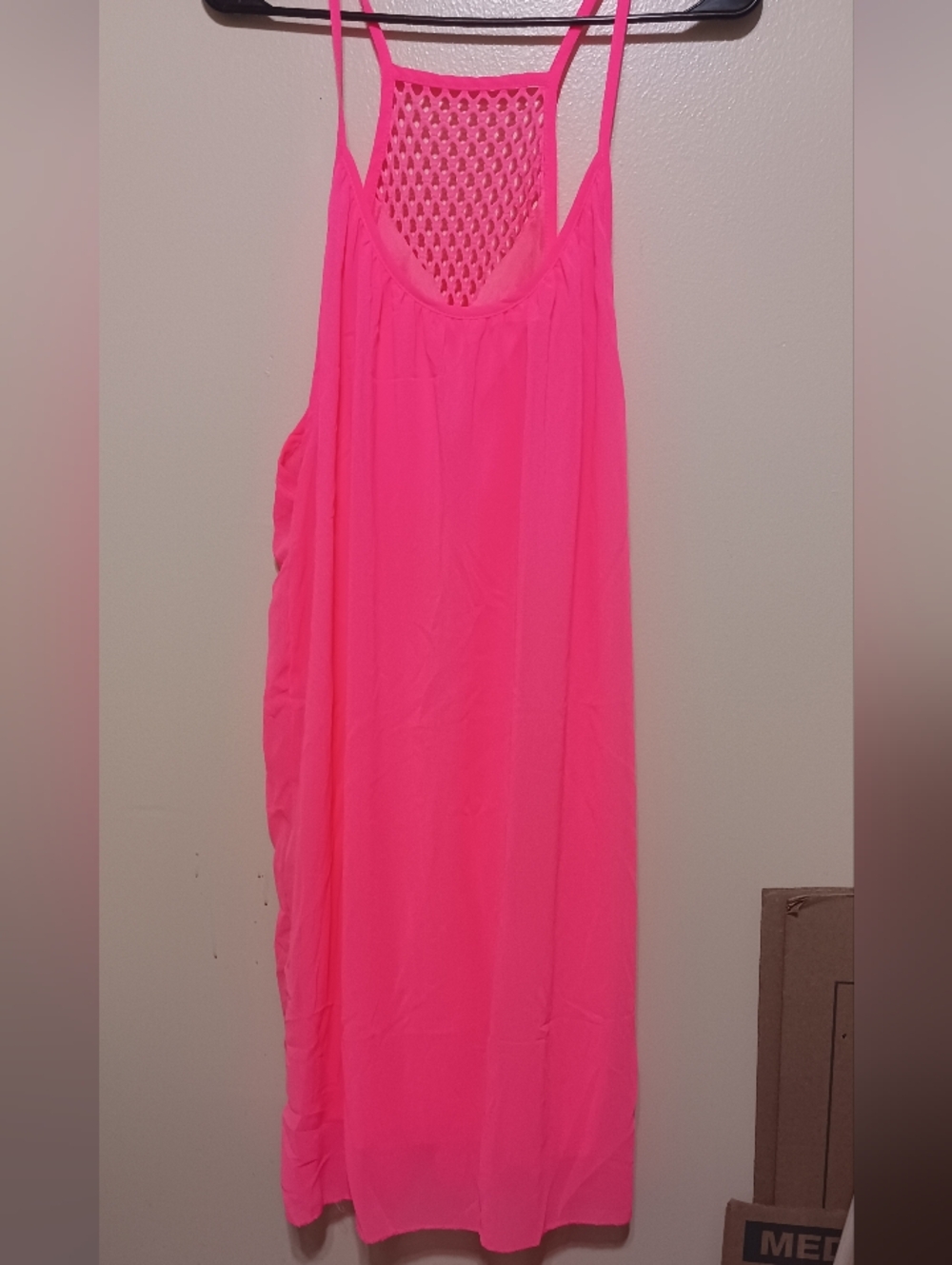 Unbranded Neon Pink Crochet-Back Slip Dress 1x A-10